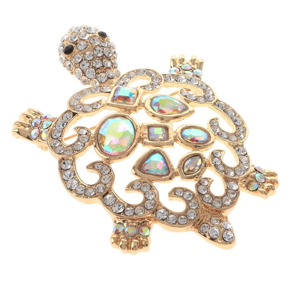 Large Turtle Rhinestone Brooch
