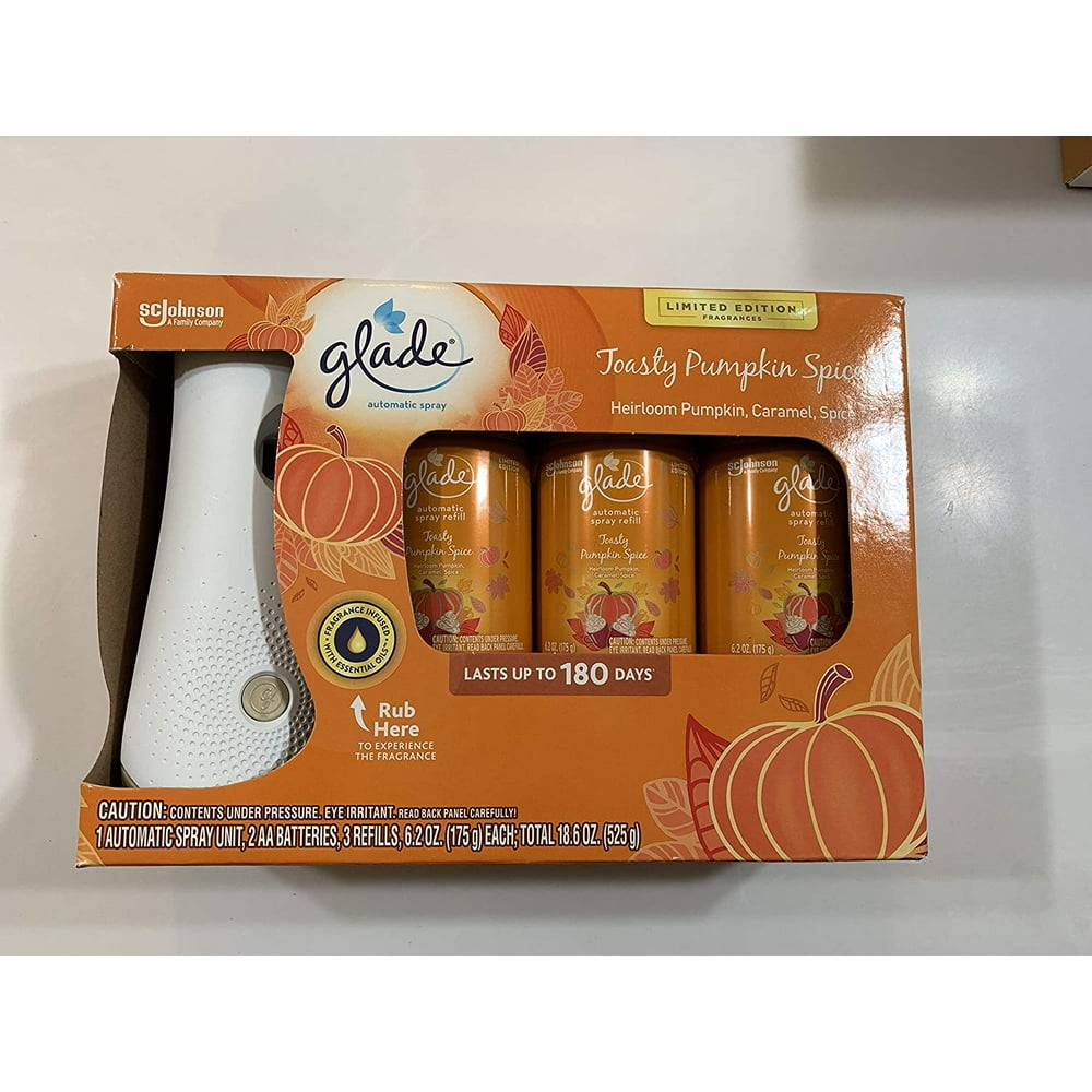 Glade Automatic Toasty Pumpkin Spice Pack 3 Refills, Limited Edition