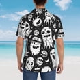 thumbnail image 6 of Daiia Black White Spooky Ghosts Hawaiian Shirt for Men Gentle Cotton Regular Short Sleeve Casual-Small, 6 of 9