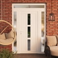 thumbnail image 3 of Front Exterior Prehung Metal-Plastic Door Frosted Glass | Manux 8112 White Silk | 2 Side and Top Sidelite Transom | Office Commercial and Residential Doors Patio 64x94 (W14+36+14x80+14) Right-hand, 3 of 6