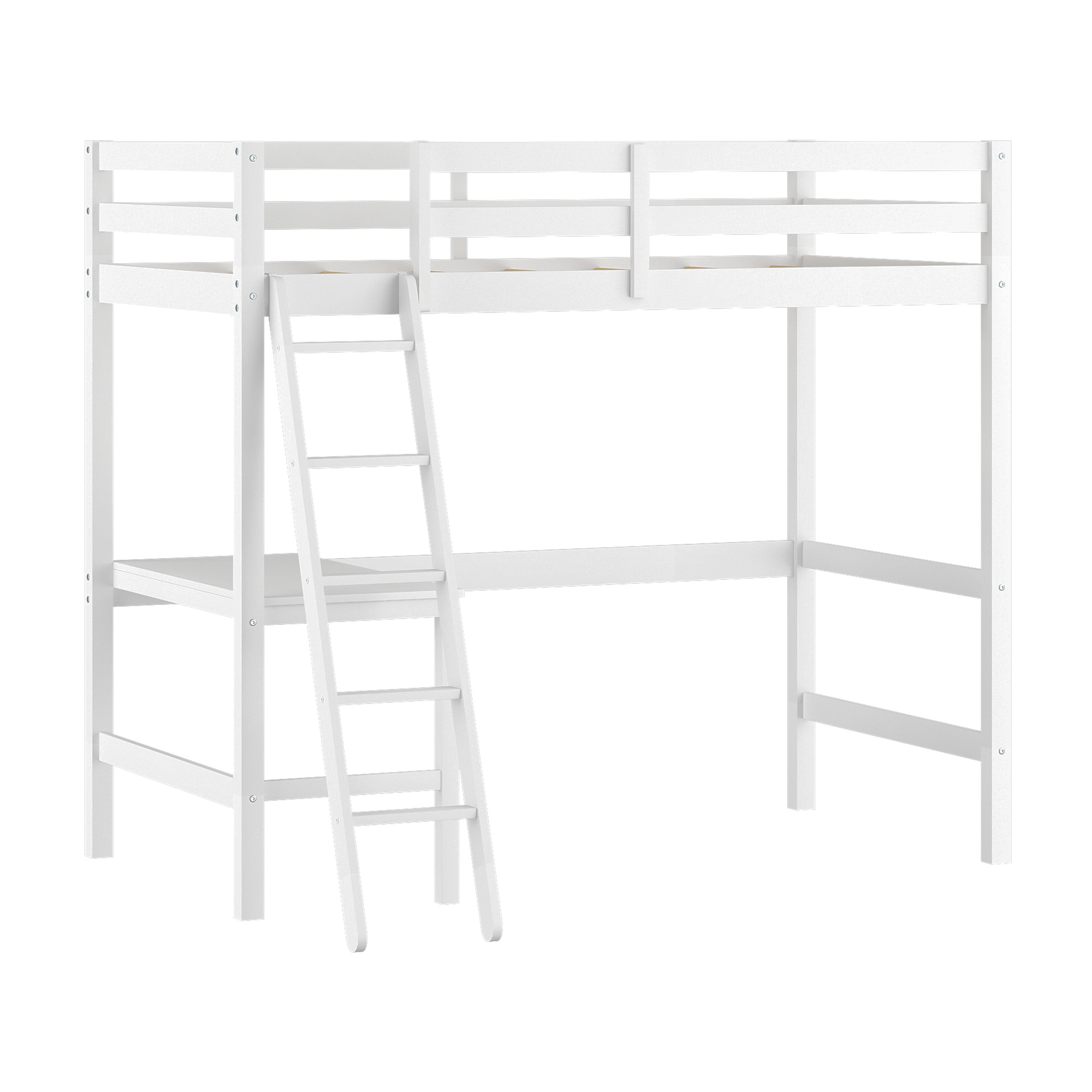 Hillsdale Campbell Wood Twin Loft Bunk Bed with Desk, White - image 4 of 14