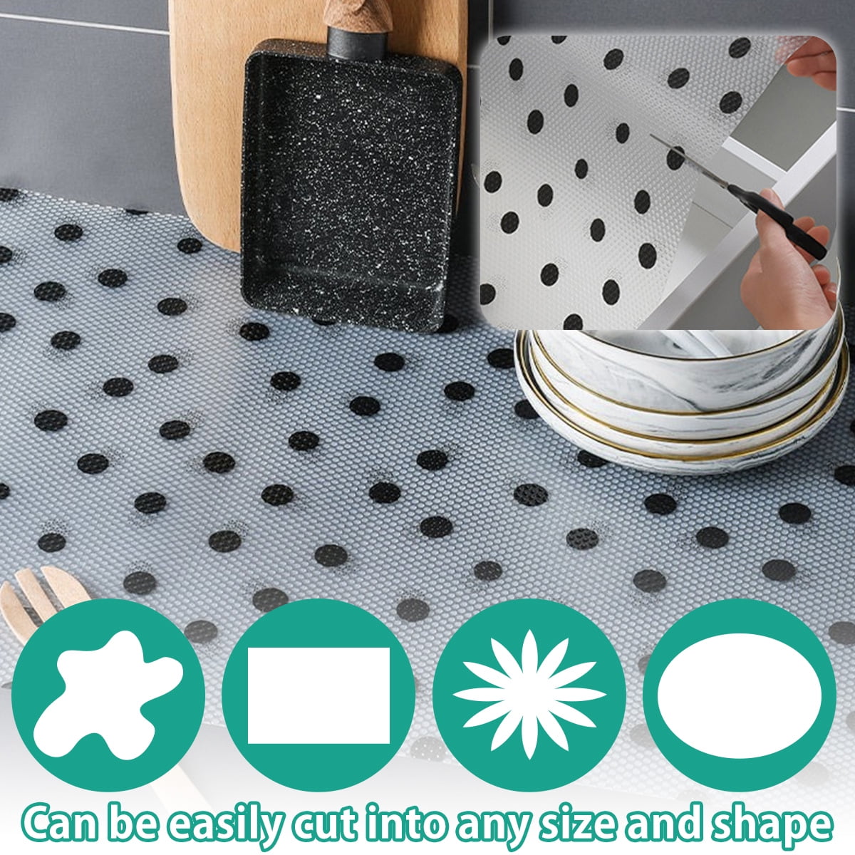 17.7 ×177 Inch Shelf Liners Non Adhesive Drawer Liner Plastic Washable  Kitchen Cabinet Liner Waterproof Drawer Mat No Odor for Home and Kitchen -  Grey