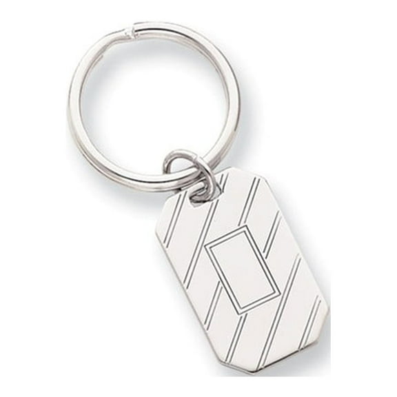 Rhodium-plated Kelly Waters Etched Diagonal Line Key Ring; for Adults and Teens; for Women and Men