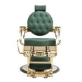 thumbnail image 2 of TRUMAN Vintage Barber Chair, Reclining Heavy Duty Barber Chair, Green Seat Gold Frame, 2 of 9