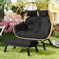 thumbnail image 3 of FKSLIFE 2 Person Wicker Egg Chair With Ottoman Cushion Large Egg Basket Chair With Footrest For Outdoor Indoor Patio Balcony Garden, 3 of 8