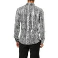 thumbnail image 4 of MODA NOVA Big & Tall Men's Leopard Print Button Down Long Sleeve Shirt Black White Leopard XL, 4 of 5
