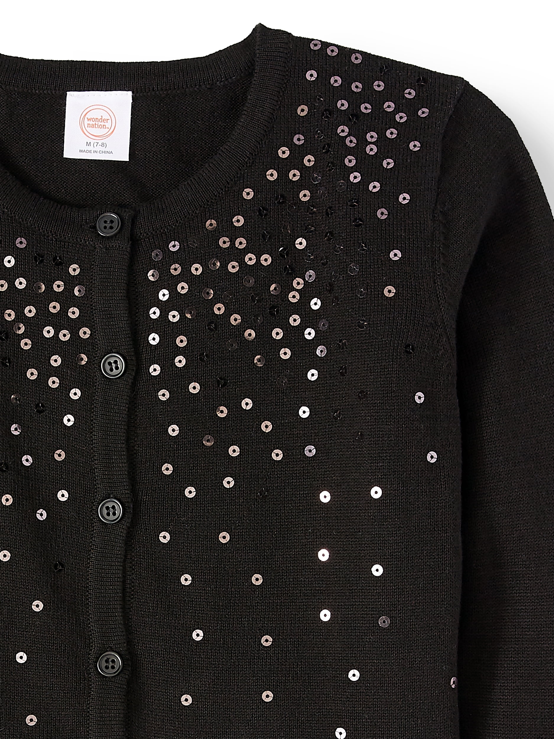 WONDER Big Girls Sequin Embellished Cropped Cardigan Sweater