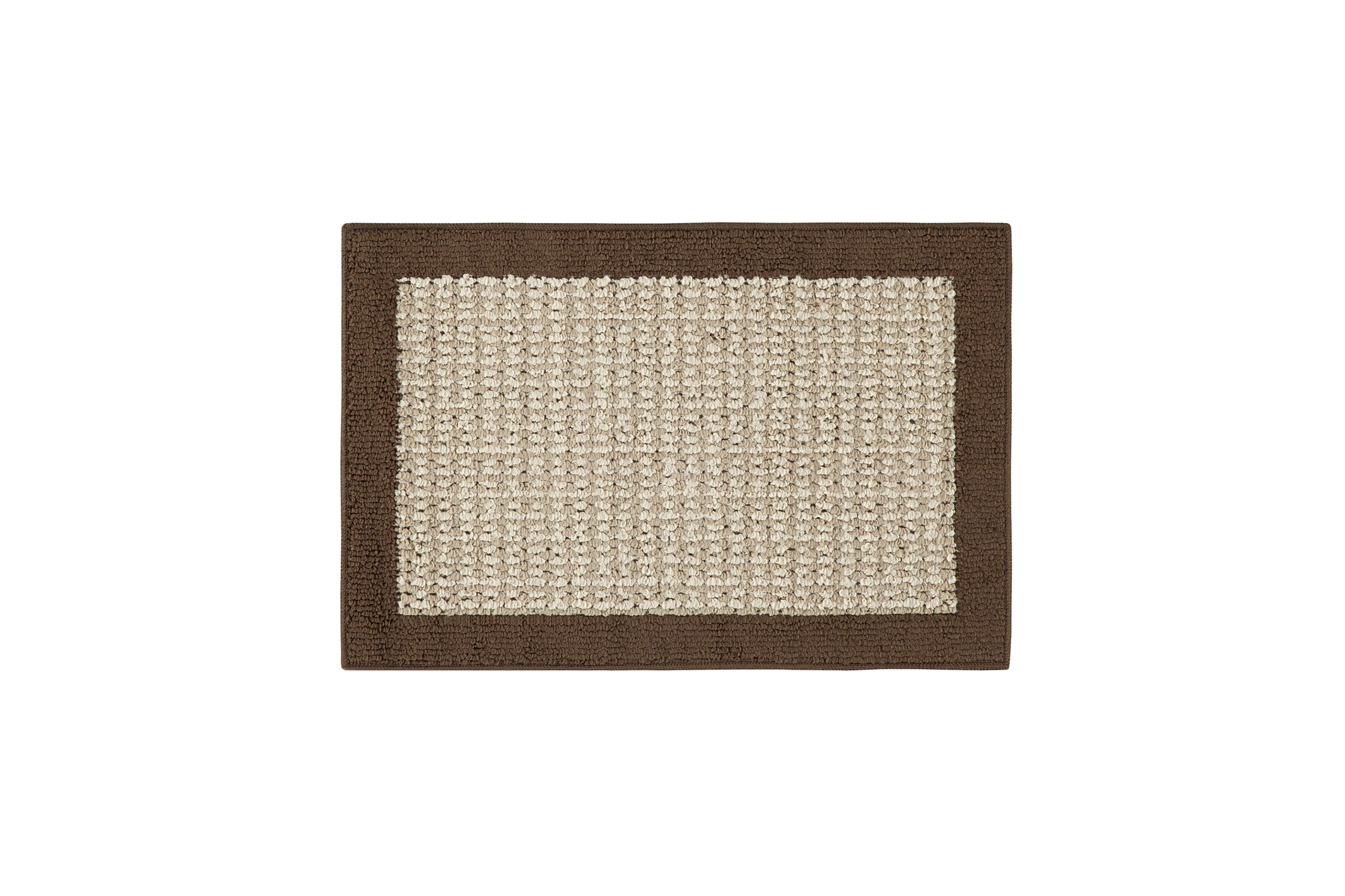 Mainstays Farmhouse Faux Sisal Brown Olefin Border Indoor Area Rug Set, 3 Piece