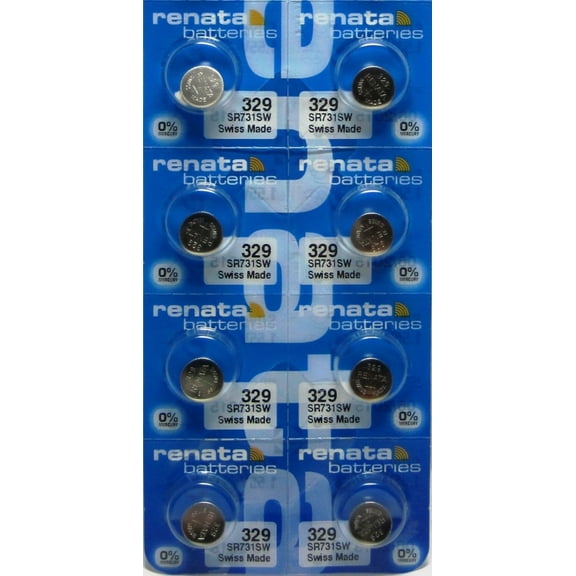 8 Pcs Mercury Free Silver Oxide 329 Batteries By Renata