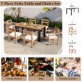thumbnail image 5 of 7 Piece Patio Table and Chairs Set, Wood Dining Table Set for 6 with Umbrella Hole, 2 Armchairs & 4 Side Chairs, Outdoor Patio Furniture Set for Garden, Backyard, Poolside (Teak), 5 of 12