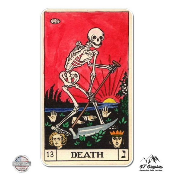 Death Tarot - 3" Vinyl Sticker - For Car Laptop I-Pad Phone Helmet Hard Hat - Waterproof Decal