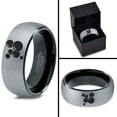 thumbnail image 4 of Tungsten Floating Air Soap Bubbles Band Ring 8mm Men Women Comfort Fit Black Dome Brushed Gray Polished, 4 of 4