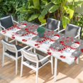 thumbnail image 2 of Grey Snowman Christmas Table Cloths for 8 Foot Rectangle Tables, Xmas Balls Snowflake Patio Waterproof Elastic Fitted Tablecloths, Washable Rectangular Table Cover for Camping, 2 of 8