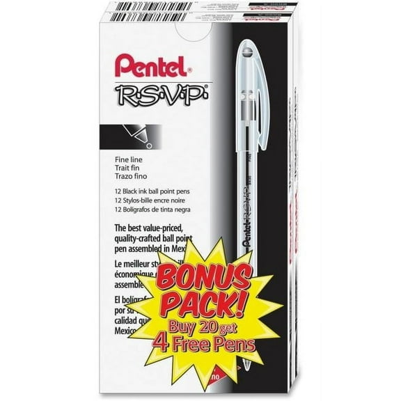 Pentel R.S.V.P. Ballpoint Stick Pens - Black