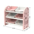 thumbnail image 3 of Kids Toy Storage Organizer with 6 Bins, Multi-Functional Nursery Organizer Kids Furniture Set, Toy Storage Cabinet Unit with HDPE Shelf and Bins for Playroom, Bedroom, Living Room, Pink, 3 of 10