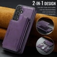 thumbnail image 3 of Allytechgroup 2 In 1 Wallet Phone Case for Samsung Galaxy S24 Ultra Plus, Compatible with Magsafe RFID Blocking Cover with 7 Cards Slots Stand Protective Business Type Case for Women Men, Purple, 3 of 10