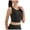 Black, variant on High Neck Sports Bra for Women - Longline Medium Impact, Wirefree Padded, Crop Tank Top for Yoga/Gym - Size S-XL