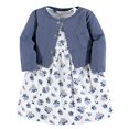 thumbnail image 2 of Luvable Friends Robe Décontractée pour Bébés Filles et Cardigan, Floral Bleu, 18-24 Mois US, 2 of 4