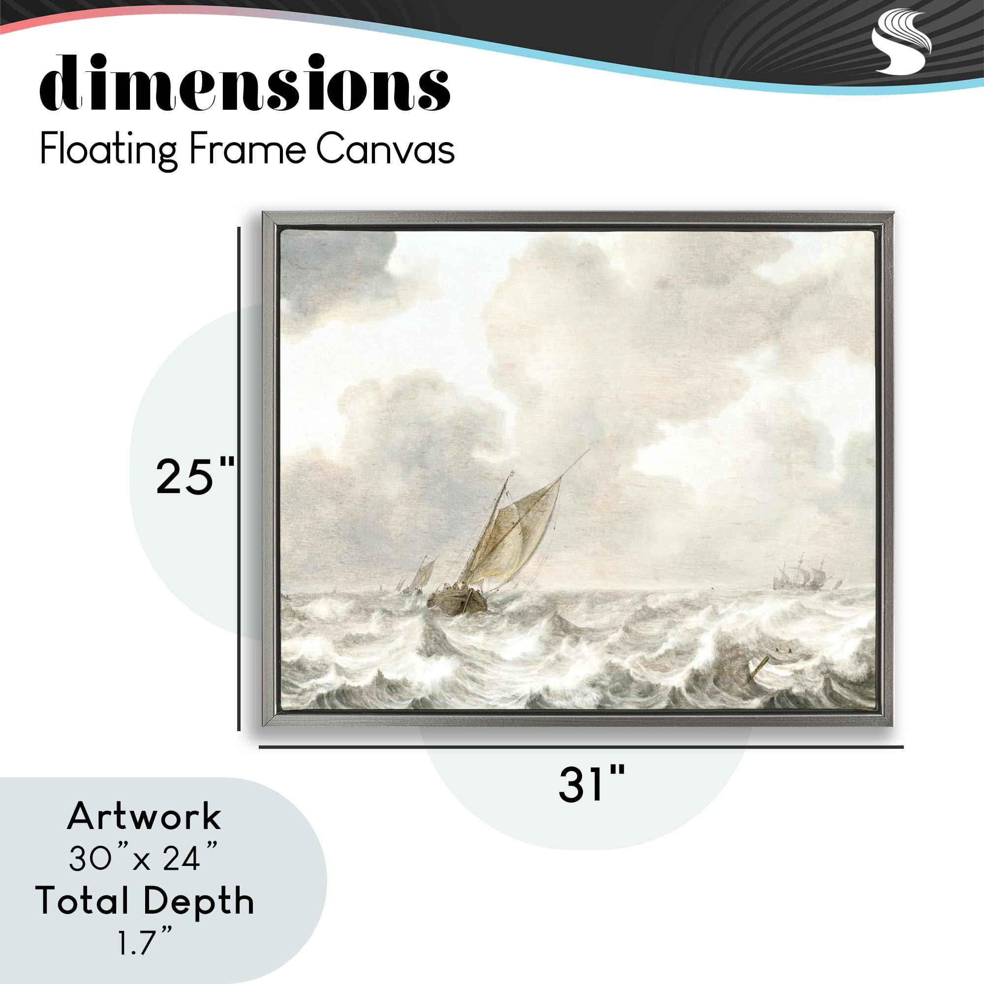 Stupell Industries Vintage Stormy Seas Gray Framed Floater Canvas Wall Art, design by Leah Straatsma