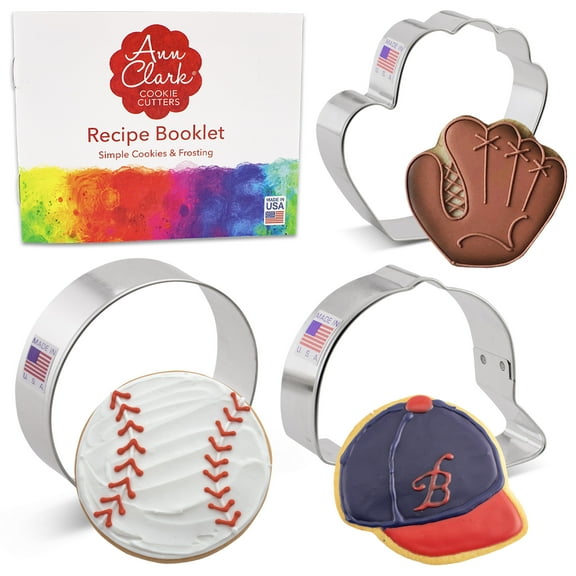 Ann Clark Baseball Cookie Cutter Set, 3-Piece, Made in USA