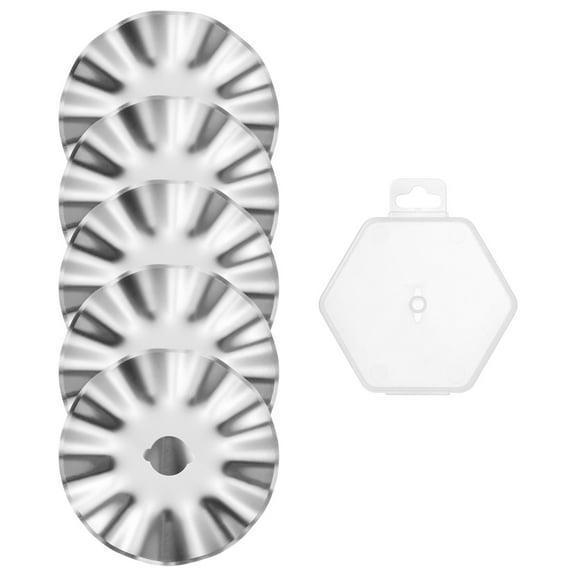 Rotary Cutter Blades 45mm Large Wave Blade SKS-7 Steel, Silver Tone, 5 Pieces