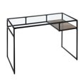 thumbnail image 5 of Tcbosik Industrial Writing Desk Study Computer Table Glass Desktop with Storage Shelf, Black, 5 of 5
