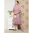 thumbnail image 2 of Janasya Women's Pink Georgette Floral Printed A-line Dress, 2 of 5
