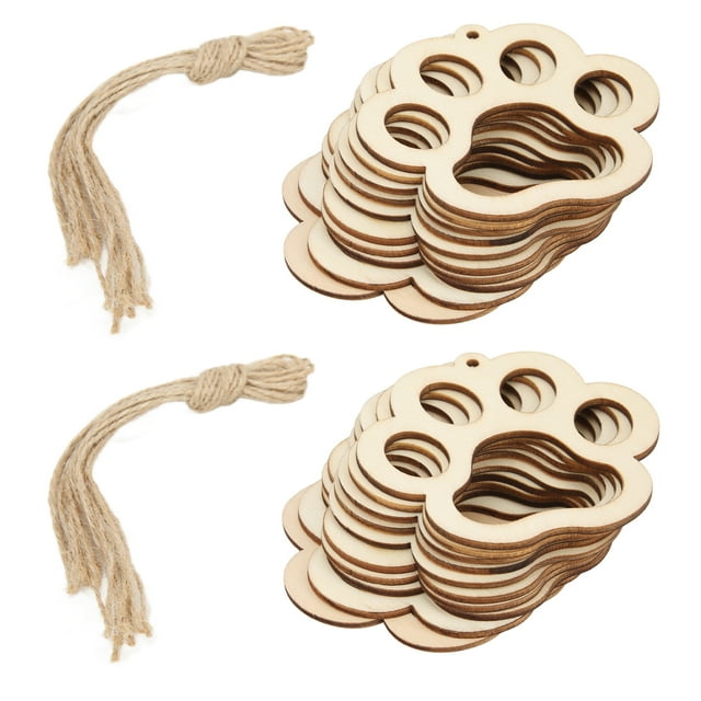 Círculos De Madera Decoración De Huella De Oso Hueco Hecho A Mano DIY Colgante De Astillas De Madera Para El Hogar ANGGREK Arte y Manualidades