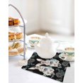 thumbnail image 4 of Easter Bunny Kitchen Dish Towels for Drying Dishes Set of 2, Green Eucalyptus Leaves Spring Flowers Black Waffle Weave Microfiber Hand Tea Bathroom Towels Quick Dry & Absorbent Towel 12x12, 4 of 7