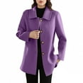 thumbnail image 3 of YueHuiYing Womens Pea Coats Classic Notch Lapel Single Breasted Oversized Fall Winter Jackets Outerwear, 3 of 7
