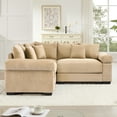 thumbnail image 2 of FFH 79.1" Oversized Cloud Sectional Couch, Convertible L Shaped Sleeper Sofa, 3 Seater Corduroy Living Room Chaise Sofa, Camel, 2 of 16