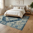 thumbnail image 3 of ODIKA 6'x9' Washable Area Rug Beige Geometric Vintage Boho Southwestern Scroll Motifs Distressed for Family Room, Living Room, Master Bedroom, Non-Slip, Easy Care, 3 of 7