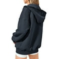 thumbnail image 4 of Women's Zip Up Hoodies Plus Size Drawstring Long Sleeve Solid Color Sweatshirts Fall Winter Fashion Casual Hooded Jacket, 4 of 7