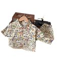 thumbnail image 5 of Nuevo conjunto de manga corta para niños 2025, conjunto de camisa de manga corta para playa, traje de dos piezas, modelo masculino, ropa de dormir, traje de pijama, 5 of 5