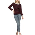 thumbnail image 2 of INSPIRE CHIC Women's  Peter Pan Collar Contrast Long Sleeve Shirt L Red, 2 of 7
