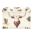 thumbnail image 7 of Yayeee Collapsible Cube Storage Bin with Lid Fabric Closet Decorative Basket with Handles, Beige Cowboy Pattern, 7 of 7