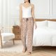 thumbnail image 4 of Balery Beige Sparkling Glitter Pantalones de pijama para mujer, pijamas ultraligeros, pantalones de estar por casa-Medium, 4 of 6