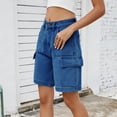 thumbnail image 3 of Kureaily Women Summer Street Washed Workwear Denim Pocket Shorts Women Stretchy Trousers, 3 of 5
