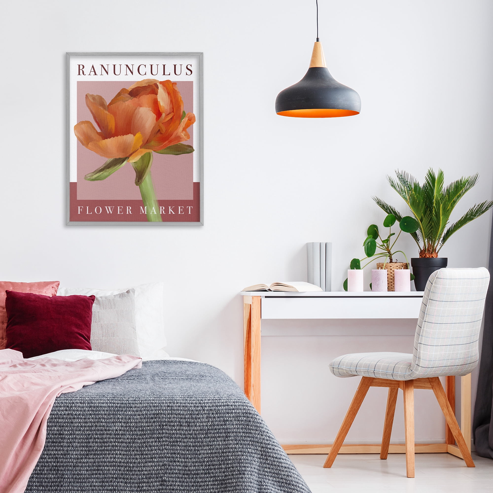 Stupell Industries Ranunculus Flower Market Gray Framed Giclee Art, design by Jennifer Stith