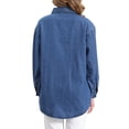 thumbnail image 3 of Camisa de mezclilla casual para mujer INSPIRE CHIC, de manga larga, con botones, chaqueta de jean, M azul, 3 of 6