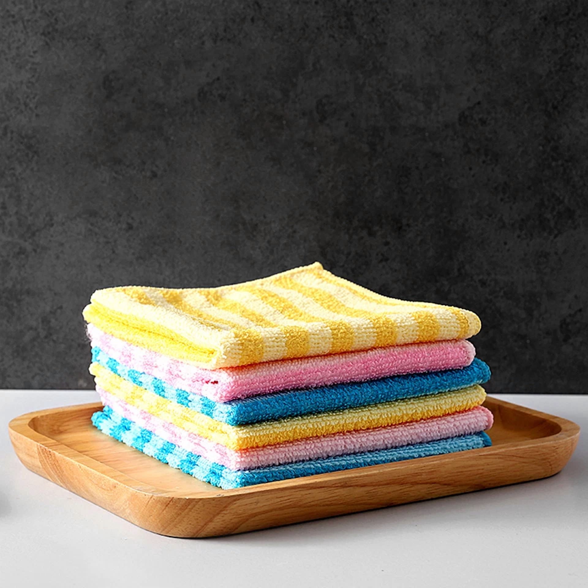 BUTTERFLY- 5Pcs Dish Rag Cleaning No Fading Absorbent Wash Towel Bathroom Accessories