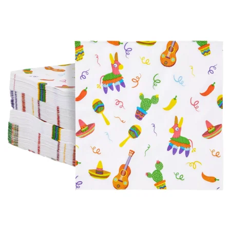 150 Pack Luncheon Paper Cocktail Napkins Mexican Fiesta Party Supplies, 6.5 in
