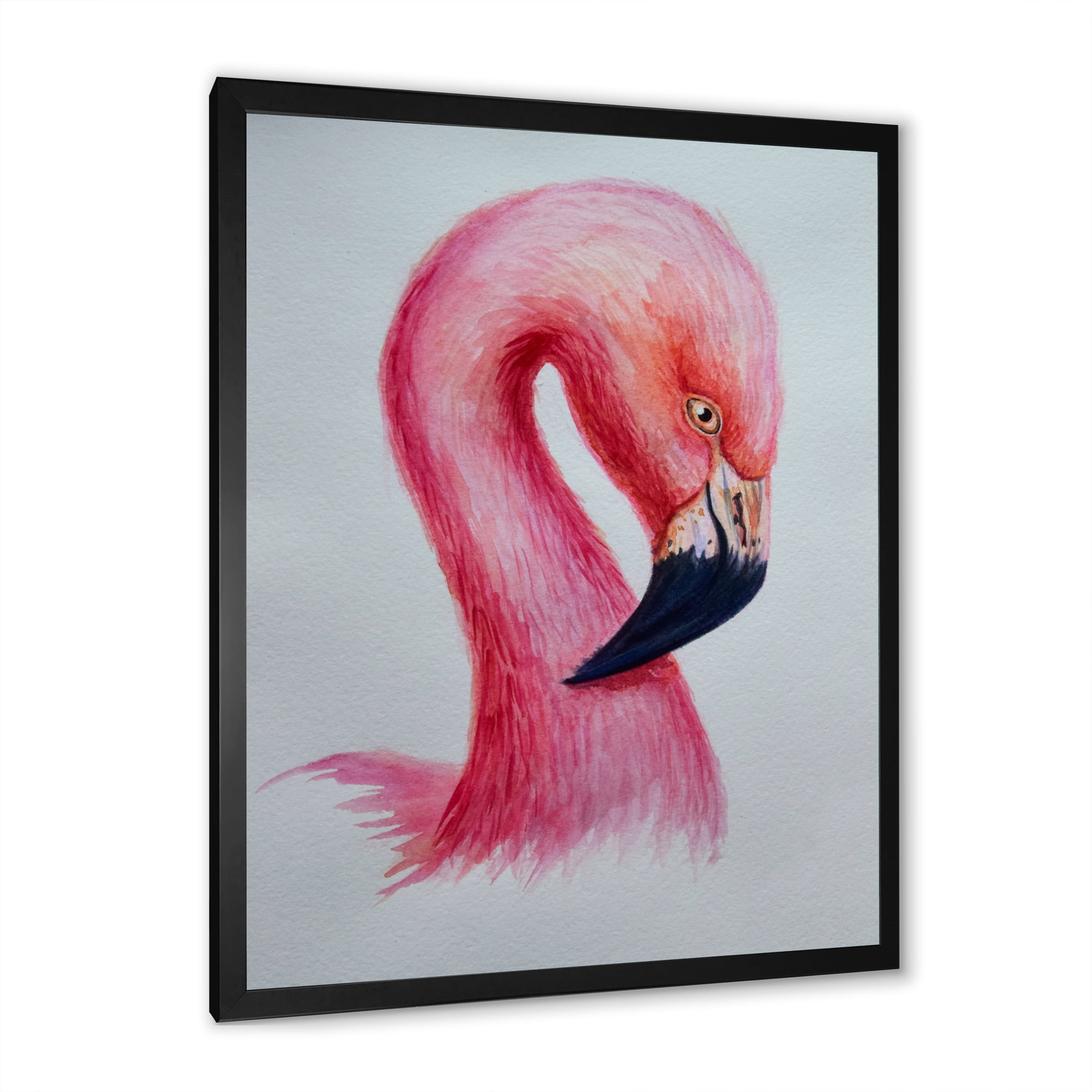 Designart 'Abstract Portrait of Pink Flamingo IV' Farmhouse Framed Art Print