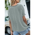 thumbnail image 6 of Asyoly Womens Summer Tops Casual Lace Crochet Swiss Dots V Neck Short Sleeve Shirts Loose Solid Pom Pom Blouses, 6 of 7