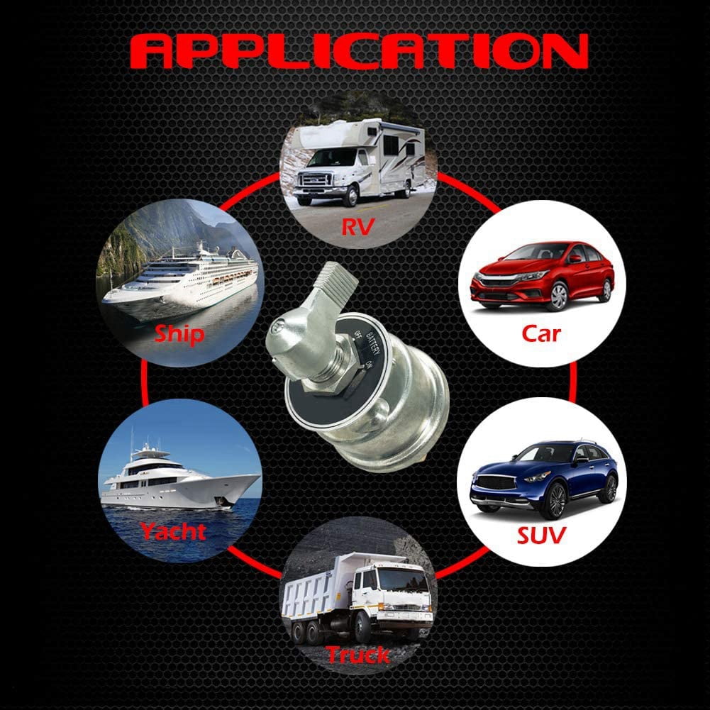 2X 12-24 V Master Battery Disconnect Switch, Battery Power Cut Isolator for Car, Vehicle, RV and Boat ( On/)