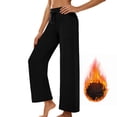 thumbnail image 5 of Lcziwo Women Fleece Lined Pants Drawstring Wide Leg Casual Soft Trousers Workout Fitness Yoga Thermal Pants with Pockets Black,S, 5 of 9