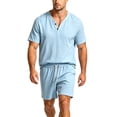 thumbnail image 6 of Zenithor Men's 2 Piece Cotton Linen Sets Summer Short Sleeve Button Placket Shirt and Shorts Casual Outfits for Beach Vacation XS-3XL, 6 of 6