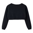 thumbnail image 5 of Ticikt Girls Cropped Knit Shrug Cardigan, Cotton Hollow‑Out Decorative Lightweight Bolero Jacket for Toddler Kids Spring Fall,Black, 5 of 9