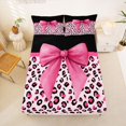 thumbnail image 5 of Manfei Chic Coquette Bow King Sheets,Fashion Classic Cheetah Bedding,4 Pieces,1 Flat Sheet,1 Fitted Sheet and 2 Pillowcases, 5 of 6
