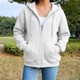 thumbnail image 6 of Hpapadks Womens Zip Up Hoodie Teen Girls Cozy Zipper Hoodie Soft Casual Street Style Womens Zip Up Sweatshirt White, 6 of 7